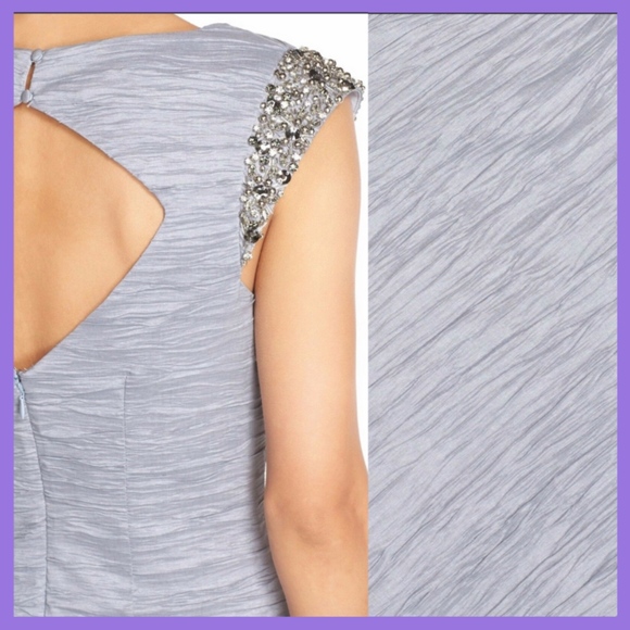 NEW $168 Eliza J Embellished Taffeta Sheath‎ Dress in Silver/Grey [SZ 12 ] - Picture 2 of 8